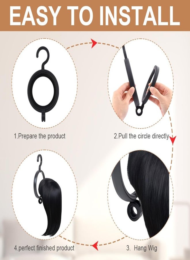 QWLWBU 3 Pack Hanging Wig Stand,Wall Mounted Wig Hanger Portable Wig Holder Collapsible Wig Stand Display Tool For Multiple Wigs for Display,Storage, Styling(Black,size:9.2*3 inch) - Image 5